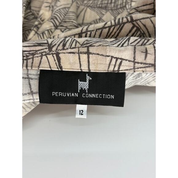 Peruvian Connection Beige & Brown Lightweight Fitted Blouse – Size 12 - Picture 6 of 8